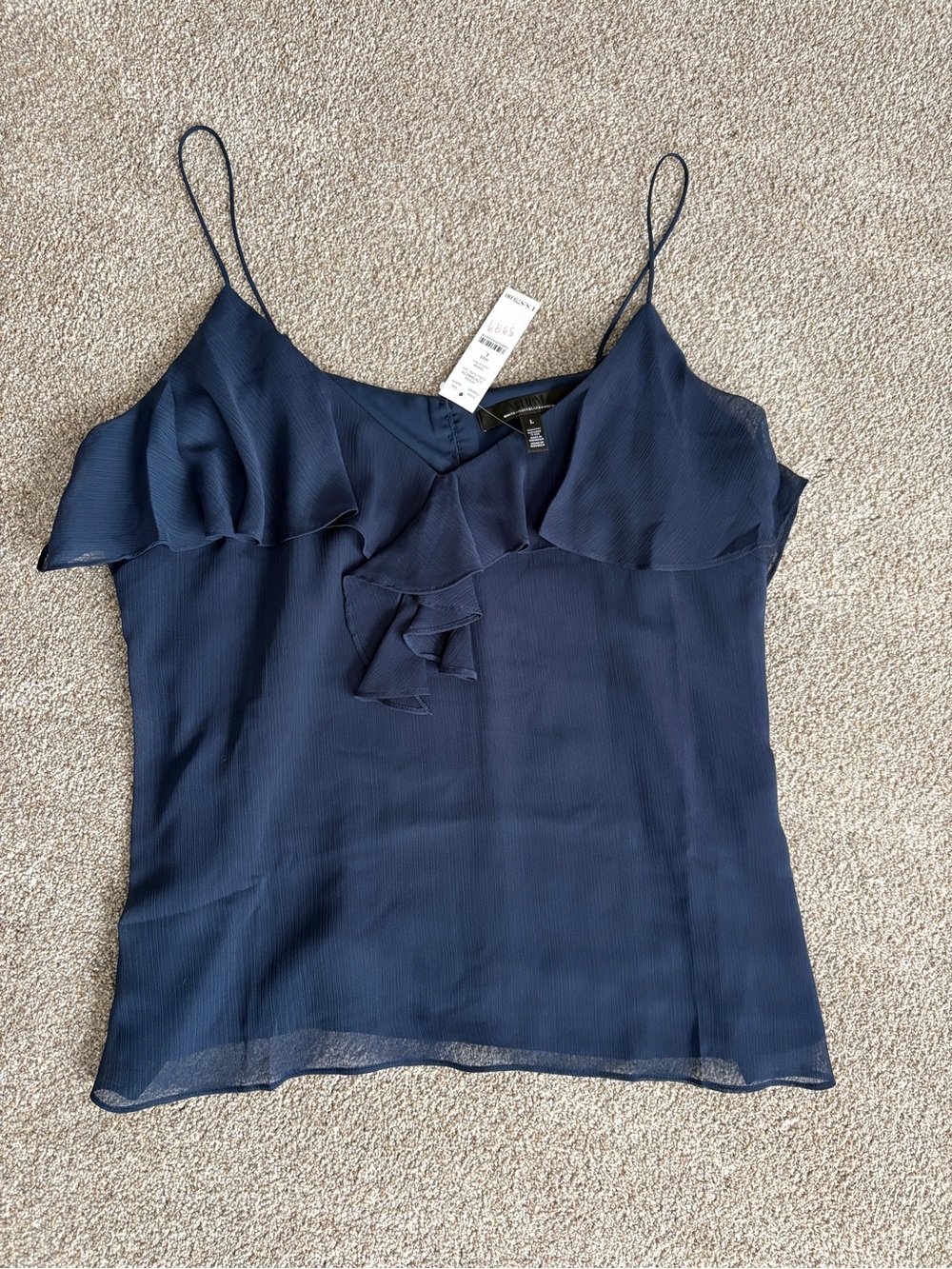 Express Navy Ruffle V-Neck Camisole